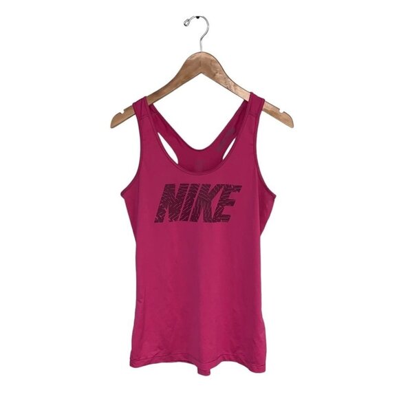 Nike Pro Tank ‎ Top Women’s Size Medium Pink Magenta Logo Racerback Athletic Fit - Picture 1 of 6